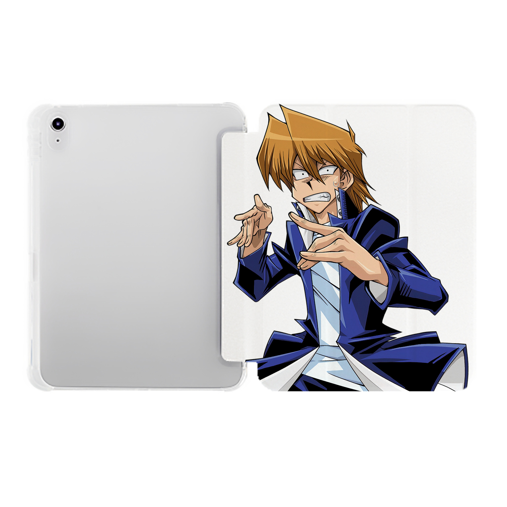 （画像用） 遊☆戯☆王 Yu-Gi-Oh! IPad ケース ペン収納付き 三つ折りスタンド PUレザー×シリコン 対応機種9.5/10.5/10.9インチ